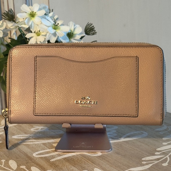 Coach Handbags - Coach Crossgrain Leather Accordion Zip Around Wallet - Light Saddle